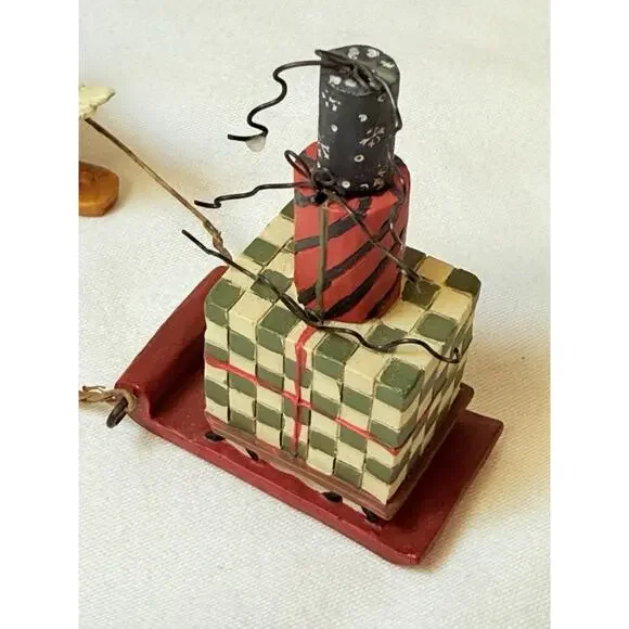 Blossom Bucket Betty Whimsical Anthropomorphic Goose Pulling Sleigh Of Gifts - Picture 7 of 9